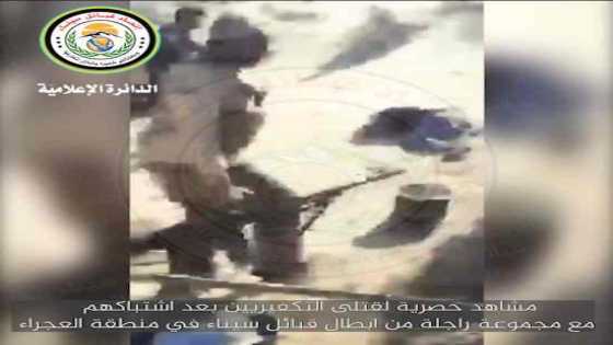مشاهد حصرية لعملية الاشتباك مع عنصرين تكفيريين في قرية العجراء في شمال سيناء .
